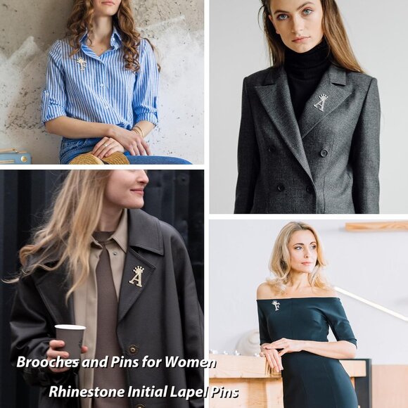 Brooches and Pins for Women Initial Brooch Pin Bag Charms Rhinestone Brooches fo - Picture 3 of 8